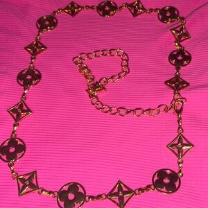 Gold Metal Monogram Waist Belt Chain (XS-SMALL) MULTIUSE- Purse Strap Bag Charm